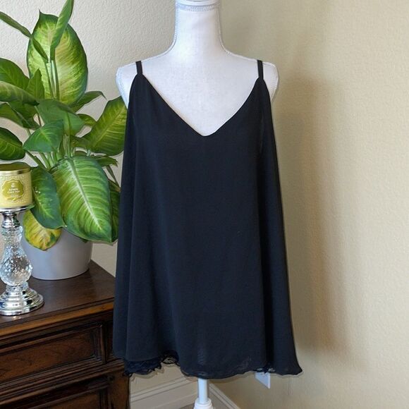 Torrid Georgette Lace Hem Black Cami Tank Blouse Career Sz 3X - Picture 2 of 3